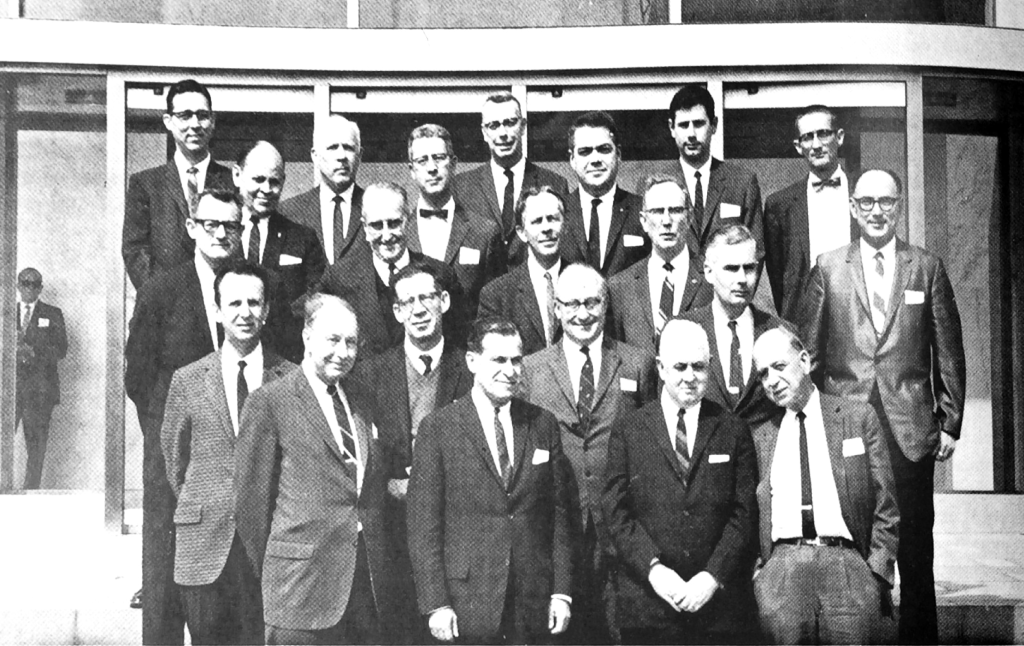 Authors and panel members: (front to back, left to right) H.H. Uhlig, M.G. Fontana, F.L. LaQue, M.C. Bloom, (second row) Z.A. Foroulis, M. Cohen, T.P. Hoar, R.C. Carlston, (third row) J.D. Sudbury, M. Pourbaix, D. Robertson, H.L. Logan, J.J: Harwood (forth row) T.P. May, H. Leidheiser Jr, , E.H. Phelps (fifth row) R.M. Hurd, F.W. Fink, R.T. Foley, H.T. Yolken.