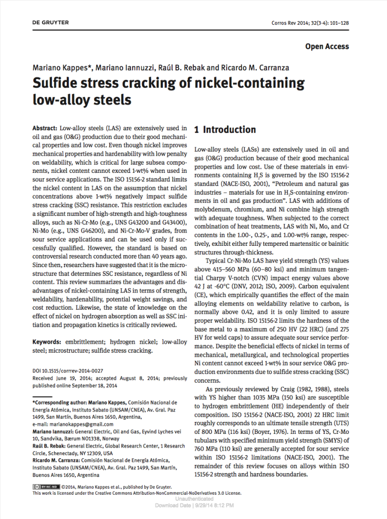 Corrosion Reviews 32, 101-128, doi: 10.1515/corrrev-2014-0027 (2014)