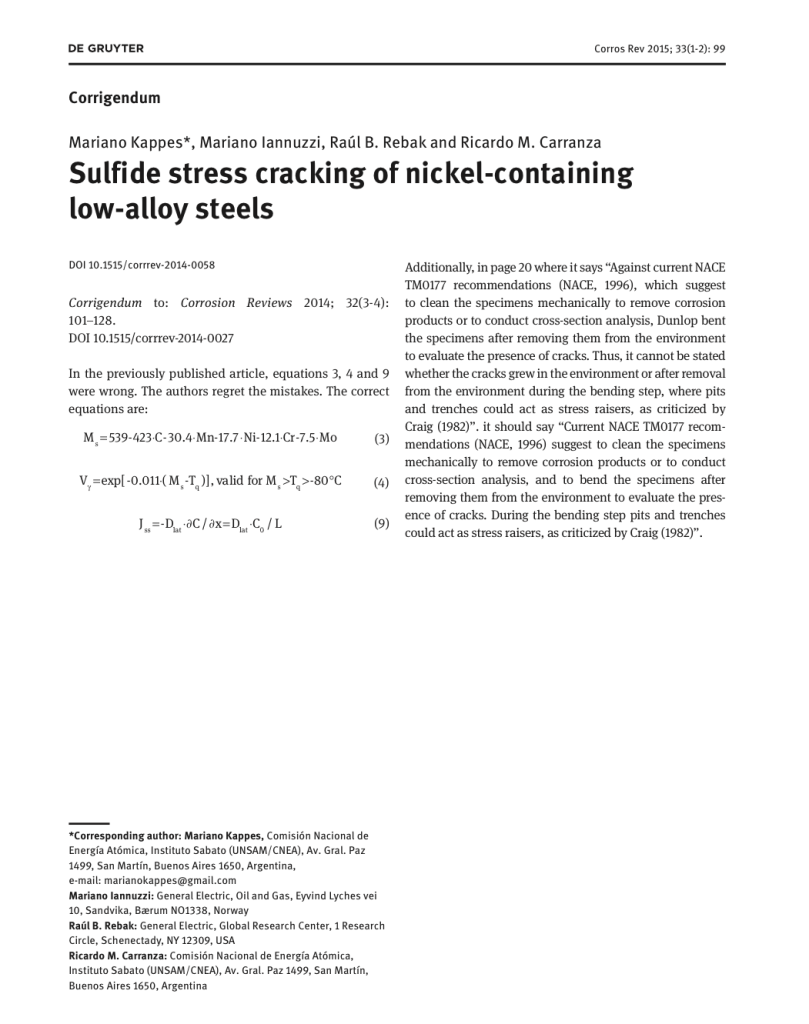 Corrigendum - Sulfide stress cracking of nickel-containing low-alloy steels